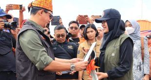 Bupati Banyuwangi Ipuk Fiestiandani menyampaikan terima kasih atas kesempatan menjadi tuan rumah sarasehan Gelar Peralatan Kebencanaan. (Foto. Istimewa)