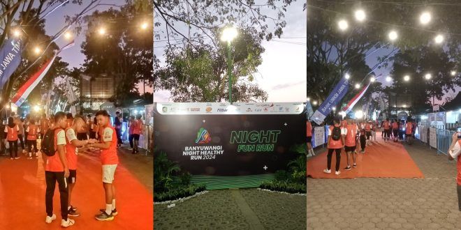 Banyuwangi Night Healthy Run yang diselenggarakan oleh Pemkab Banyuwangi di RTH Maron Genteng. (Foto. Galang Sanubari)