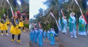 Kegaiatan Lomba Gerak Jalan di Desa Jambewangi, Kecamatan Sempu yang berlansung meriah. (Foto. Aditya Rahman)