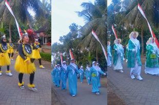 Kegaiatan Lomba Gerak Jalan di Desa Jambewangi, Kecamatan Sempu yang berlansung meriah. (Foto. Aditya Rahman)