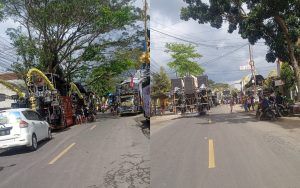 Kegiatan karnaval budaya yang berlangsung di Desa Kebaman, Kecamatan Srono yang berlangsung pagi hari ini. (Foto. Gita Andini)