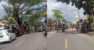 Kegiatan karnaval budaya yang berlangsung di Desa Kebaman, Kecamatan Srono yang berlangsung pagi hari ini. (Foto. Gita Andini)