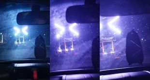 Pengguna jalan keluhkan lampu tambahan truk sound yang tetap nyala saat melintas di jalan raya. (Foto. Dion Ari Dewanto)