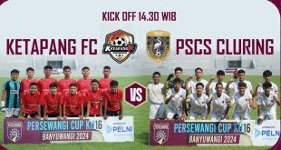 Partai Final Kompetisi Persewangi Cup KU-16 Pertemukan PSCS Cluring dan Ketapang FC di Stadion Diponegoro Banyuwangi Sore Ini