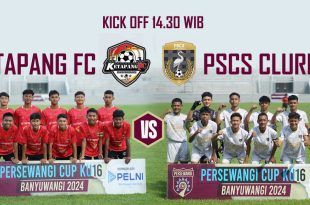 Laga Final Kompetisi Persewangi Cup KU-16 di Stadion Diponegoro Banyuwangi antara PSCS Cluring melawan Ketapang FC. (Foto. Instagram @persewangiofficial)