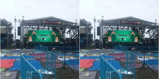 Persiapan kegiatan Doa Bersama dan Refleksi Akhir Tahun 2024 Bersama Habib Syech di RTH Maron, Genteng. (Foto. Anton Firmansyah)