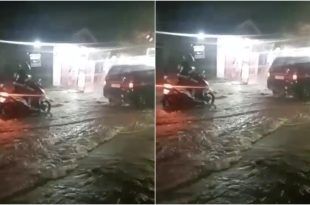 Genangan air di sekitaran Jalan Kaliurang menuju Jalan Mastrip, Kecamatan Sumbersari, Kabupaten Jember kembali muncul. (Foto. Eko Doso)