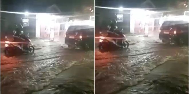 Genangan air di sekitaran Jalan Kaliurang menuju Jalan Mastrip, Kecamatan Sumbersari, Kabupaten Jember kembali muncul. (Foto. Eko Doso)