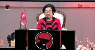 Megawati dalam pidato pembukaan Hari Ulang Tahun (HUT) ke-52 PDIP di Sekolah Partai, Jalan Lenteng Agung, Jakarta Selatan. (Foto. Kanal YouTube PDI Perjuangan)