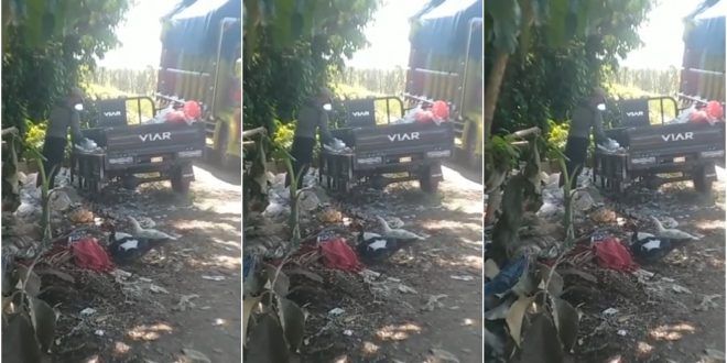 Aksi pembuangan sampah secara sembarangan kembali terjadi di Kecamatan Muncar, kali ini ada di Jalan Kali Momon, Desa Tembokrejo. (Foto. Warganet)