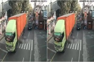Insiden kecelakaan yang terjadi di Jalan Raya Rogojampi, tepatnya di depan Masjid Rohmat, Dusun Lugonto, Desa Rogojampi, Kecamatan Rogojampi. (Foto. Akun Instagram @777alioc)