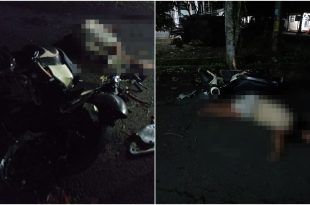 Korban kecelakaan lalu lintas di di Jalan Raya Glowong Desa Wringinagung, Kecamatan Gambiran pada Kamis, 08 Mei 2025 pagi. (Foto. Alvin Ramadhan)
