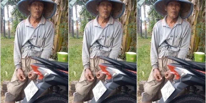Lansia yang diduga mengalami demensia ditemukan berada di Jalan Raya Dusun Sidomulyo, Desa Yosomulyo. (Foto. Rosyid For RBT)