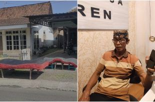 Suhaimi, Ketua adat Desa Kemiren menjelaskan bahwa tradisi Mepe Kasur di desanya masih terasa hingga saat ini. (Foto. Rijal Sarofi)