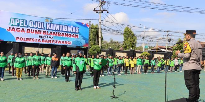 Apel Ojol Kamtibmas “Jaga Bumi Blambangan”, Polresta Banyuwangi Ajak Komunitas Ojol Wujudkan Keamanan dan Kepedulian Lingkungan