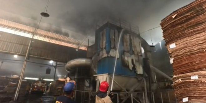 Si Jago Merah Lahap Dust Collector PT APL, Damkarmat Banyuwangi Gerak Cepat Padamkan Api dalam 2 Jam